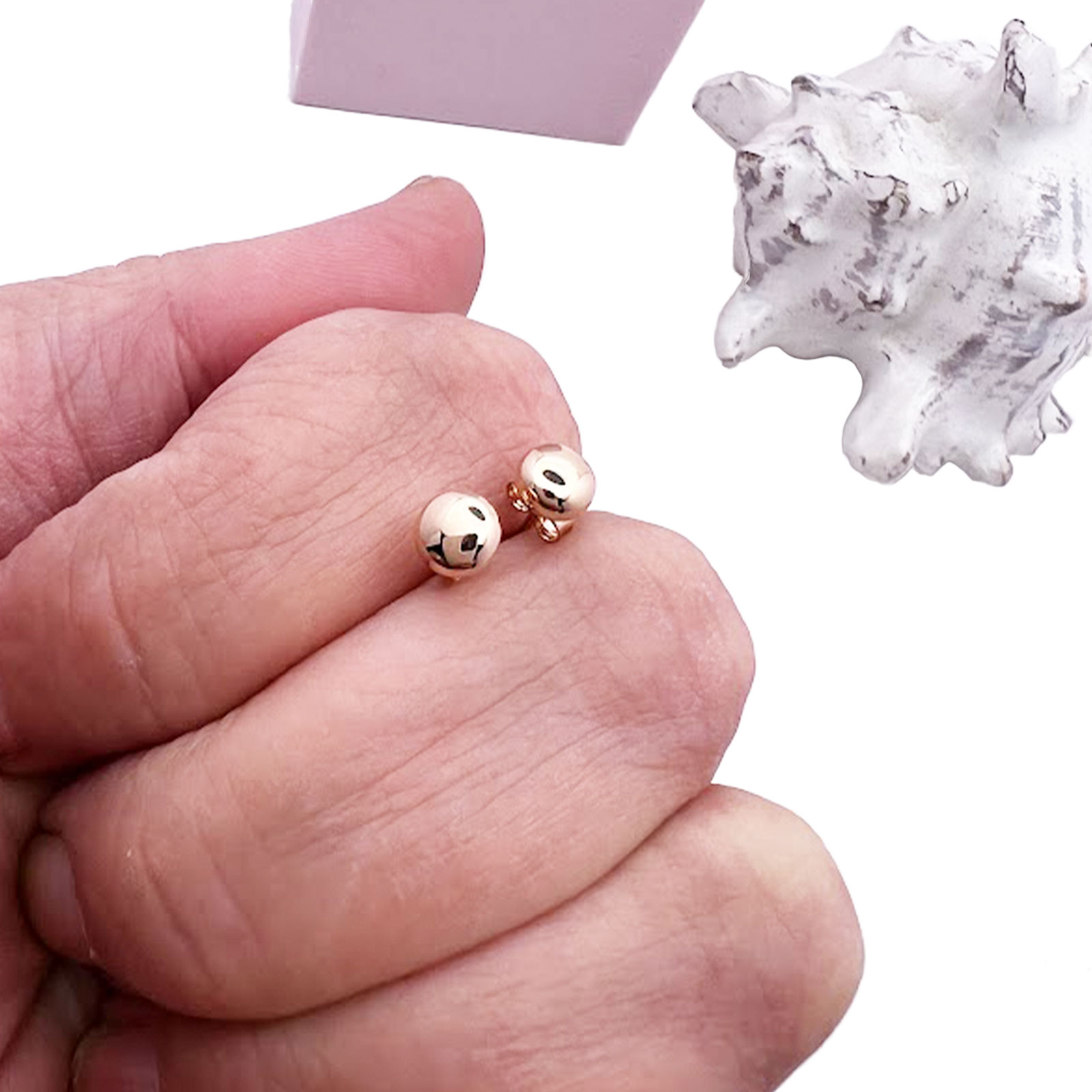 Flat Ball Stud Earrings