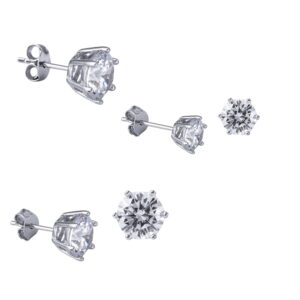 Round Cubic Zirconia Stud Earrings