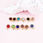Gold Birthstone Necklace Charms 7mm