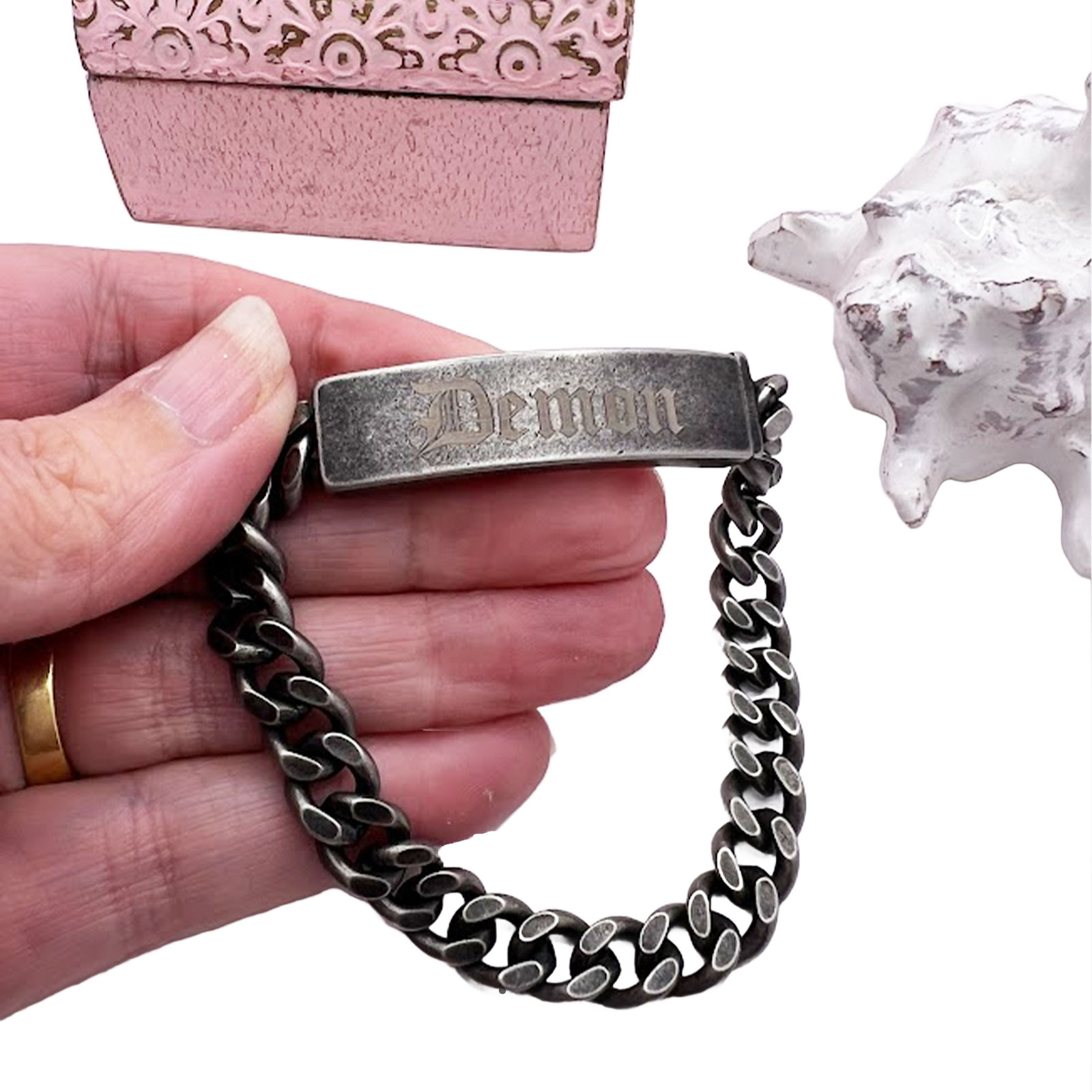 Gunmetal Mens ID Bracelet 1 ID Bracelet