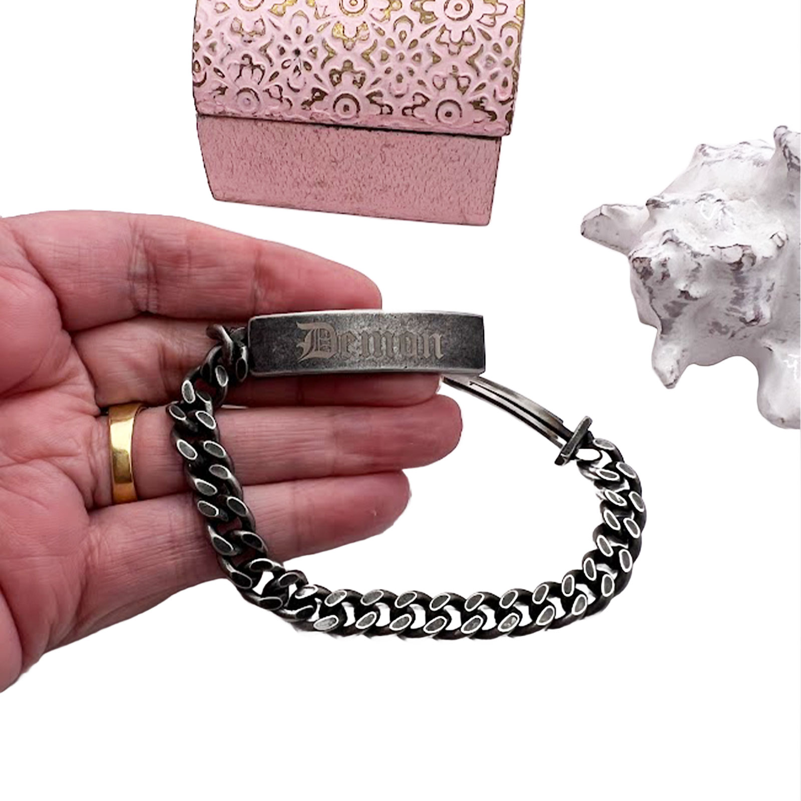 Gunmetal Mens ID Bracelet 3 ID Bracelet