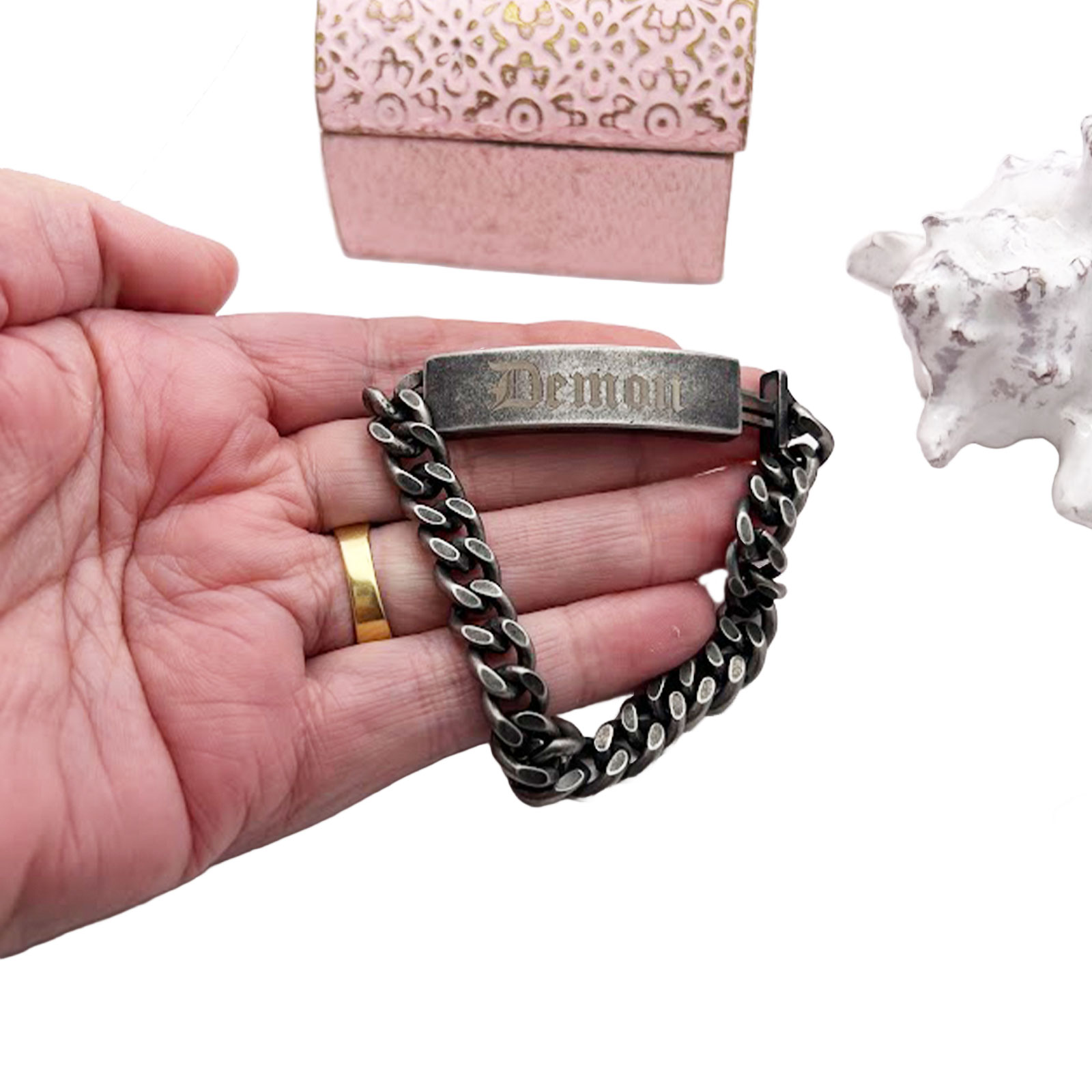 Gunmetal Mens ID Bracelet 2 ID Bracelet