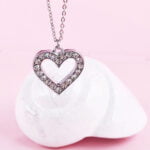 Crystal Heart Necklace Silver