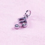 Music Note Necklace Charm Silver