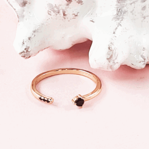 Sterling Silver Ring-Black Stone