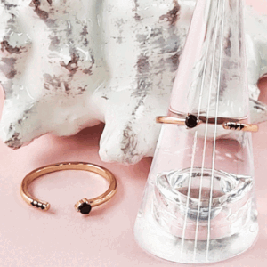 Sterling Silver Ring-Black Stone