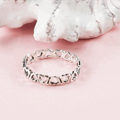 Sterling Silver Ring-Heart Band