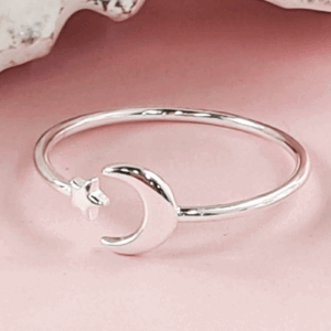 Sterling Silver Ring-Star and Moon