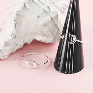 Sterling Silver Ring-Star and Moon
