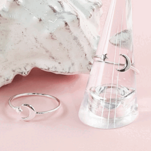 Sterling Silver Ring-Star and Moon