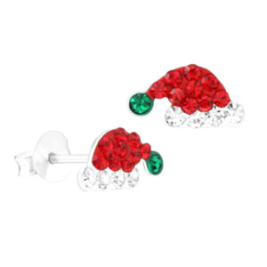 Sterling Silver Santa Hat Earrings