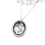 Oval Floating Locket Silver Crystal