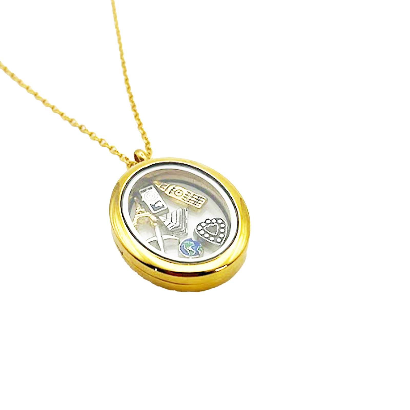 Gold floating deals locket necklace