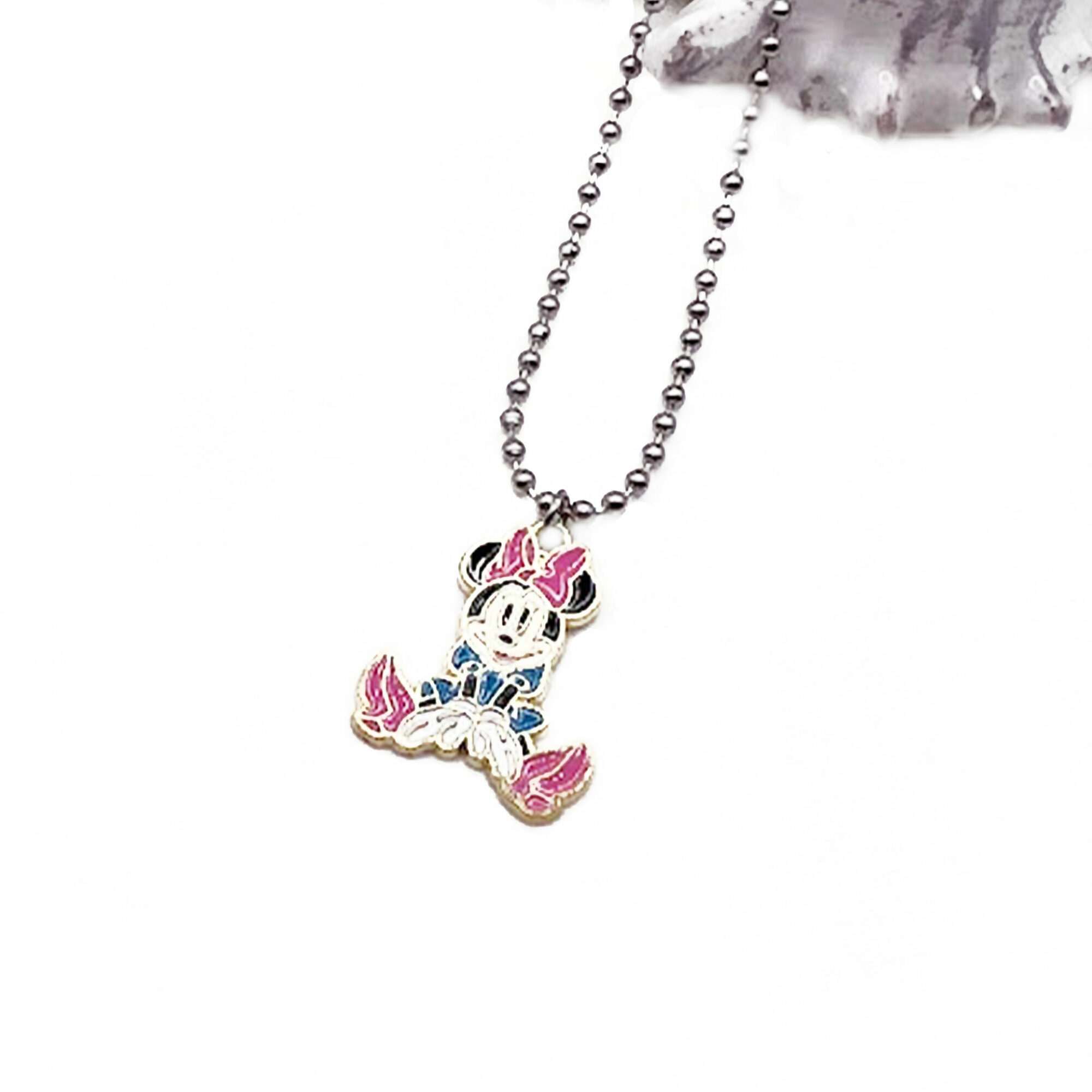 Disney Treasures Mickey Mouse and Minnie Mouse Garnet and 0.115 CT. T.W.  Diamond Necklace in Sterling Silver - 17.25