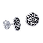 Sterling Silver Oxidised Flower Earrings
