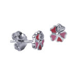 Sterling Silver Pink Flower Earrings