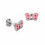 Sterling Silver Pink Butterfly Earrings