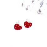 Sterling Silver Red Polka Dot Earrings