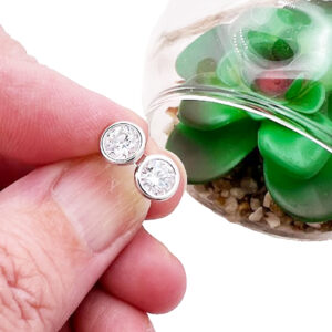 Sterling Silver Bezel CZ Earrings 6 Bezel CZ Earrings