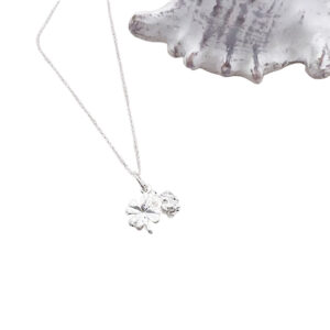 Sterling Silver Clover and Rose Necklace 7 Clover and Rose Necklace