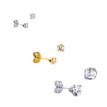 Round Cubic Zirconia Earrings 4claw