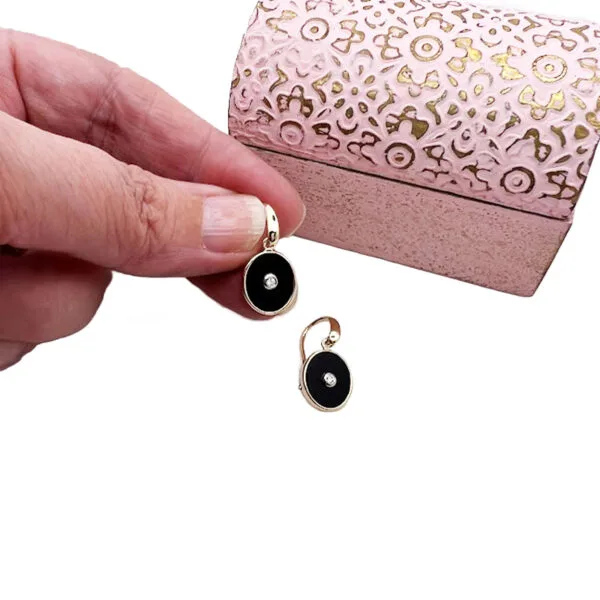 Onyx and Diamond Earrings