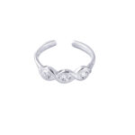 Sterling Silver Toe Ring Tri CZ