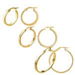 9ct Faceted Hoop Earrings