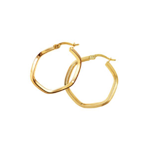 9ct Hexagon Hoop Earrings