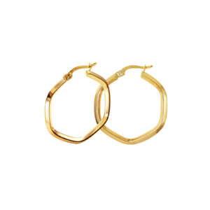9ct Hexagon Hoop Earrings