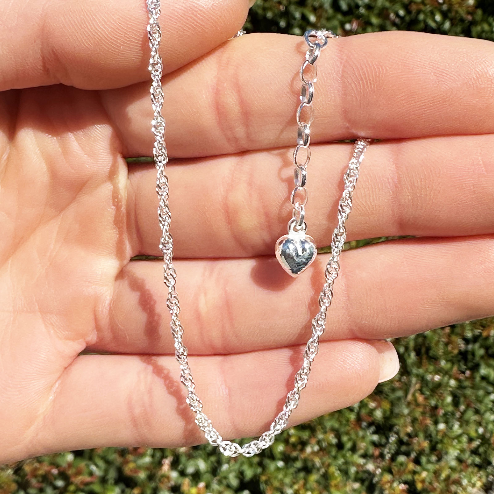 Sterling Silver Singapore Twist Anklet