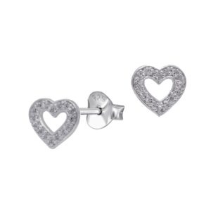 CZ Open Heart Stud Earrings