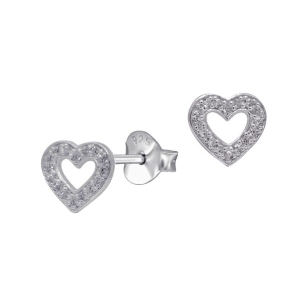 CZ Open Heart Stud Earrings