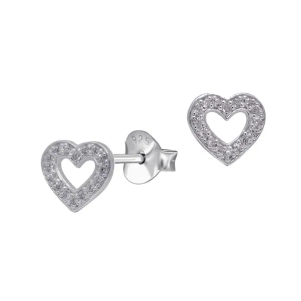 CZ Open Heart Stud Earrings