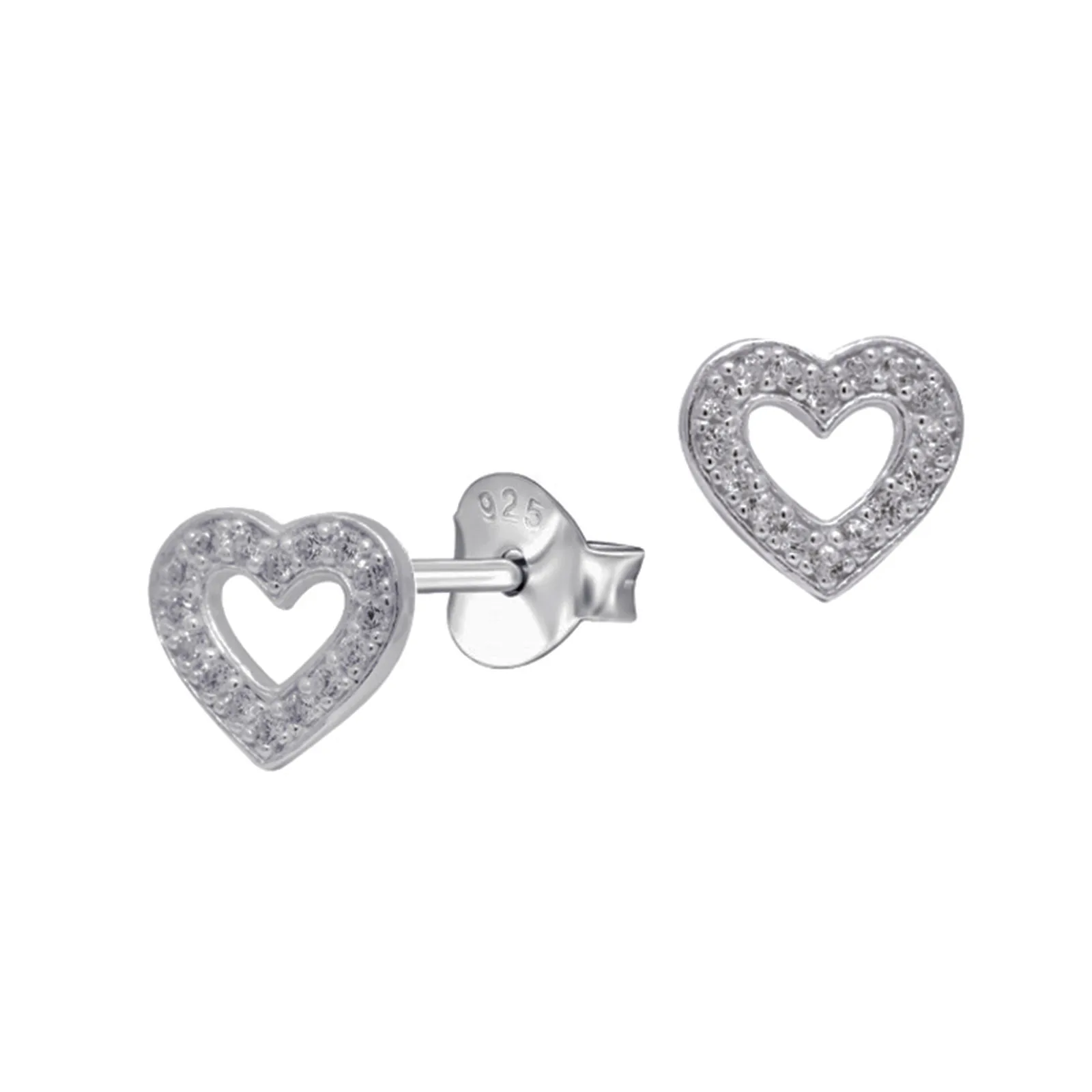 CZ Open Heart Stud Earrings