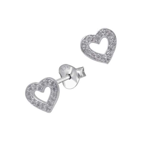 CZ Open Heart Stud Earrings