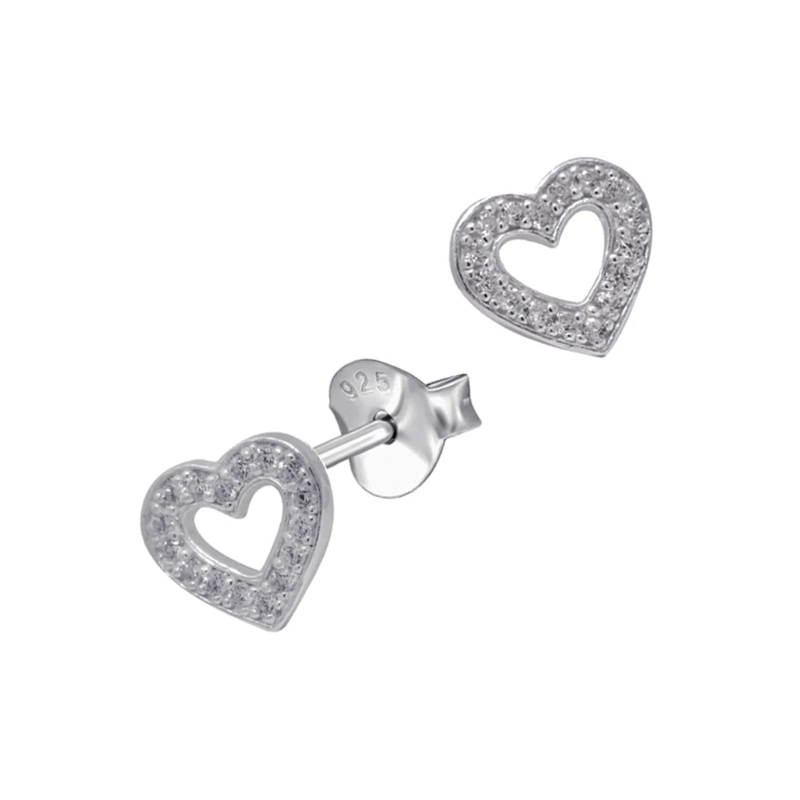 CZ Open Heart Stud Earrings