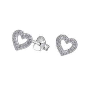 CZ Open Heart Stud Earrings