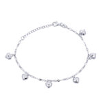 Sterling Silver Charm Bracelet with 6 Hearts