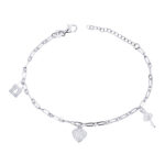 Sterling Silver Charm Bracelet Three Charms