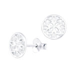 Round Flower Stud Earrings