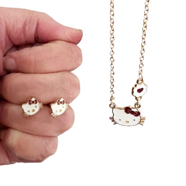Hello Kitty Necklace and Earrings