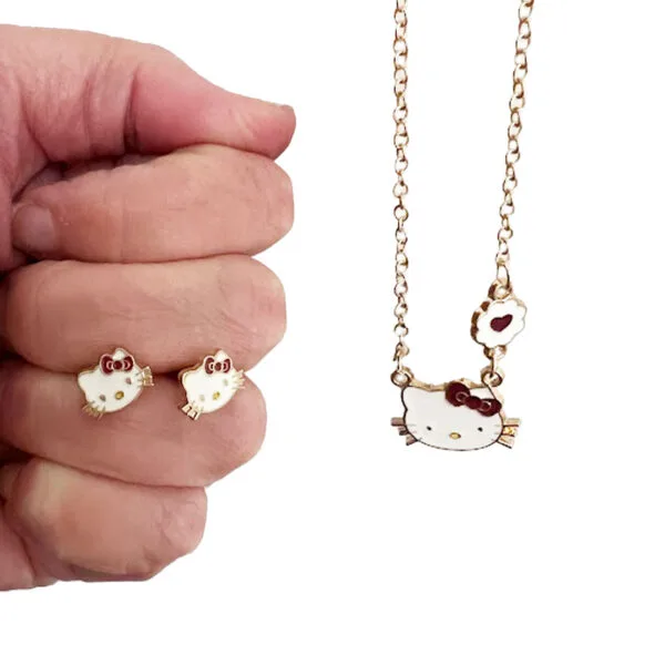 Hello Kitty Necklace and Earrings