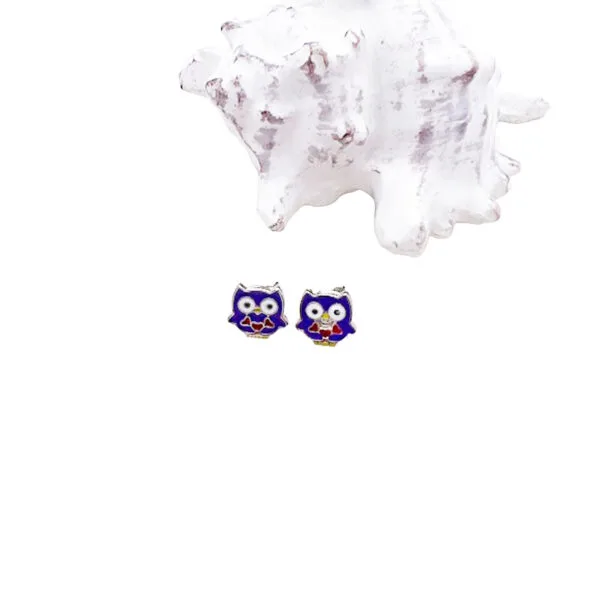 Enamel Owl Earrings