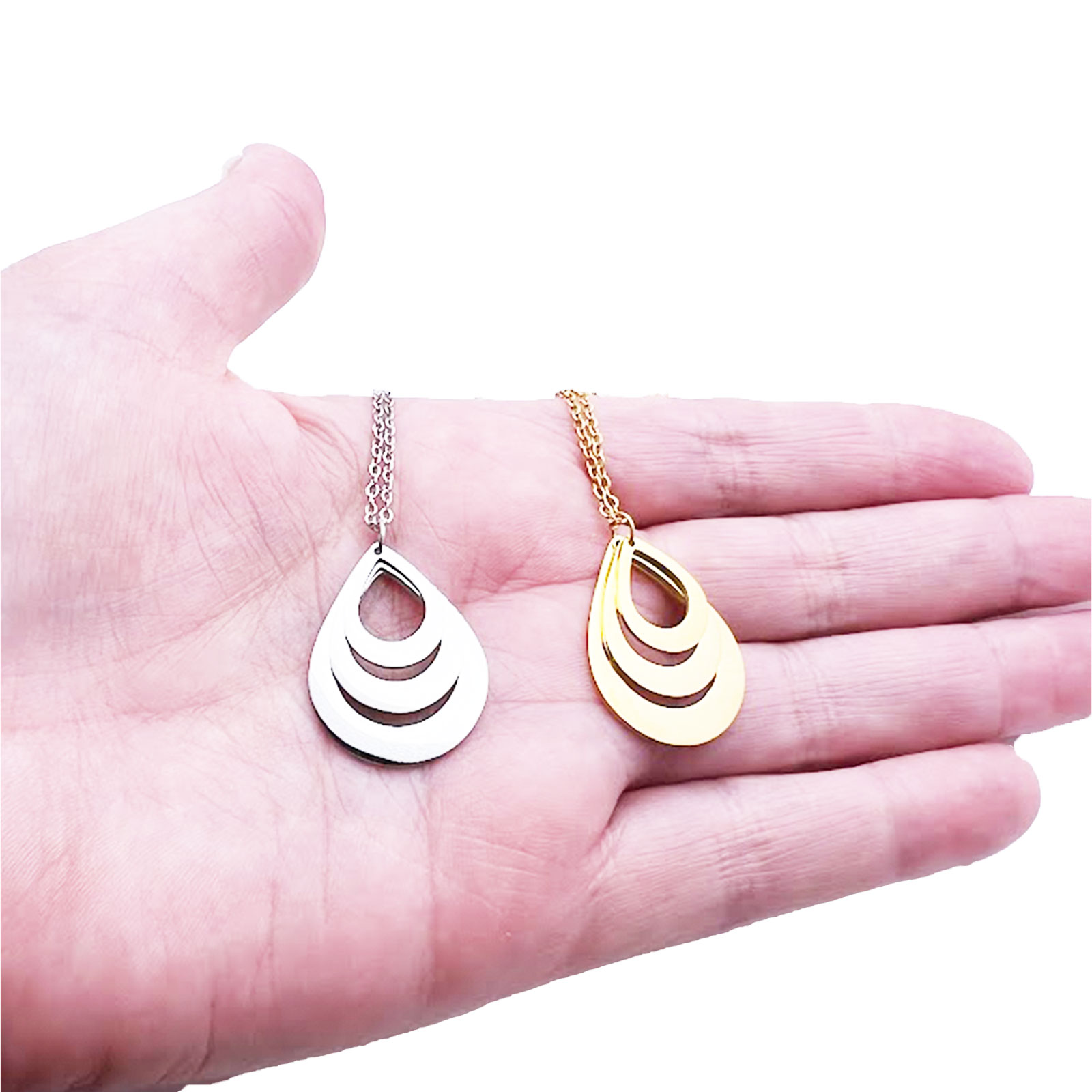 Three Layered Droplet Necklace 3 Droplet Necklace