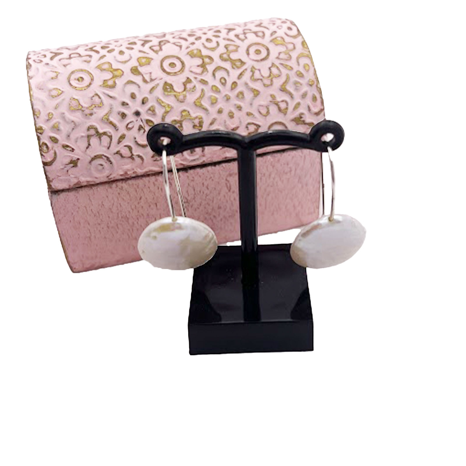 Freshwater Pearl Coin Earrings 1 Pearl Coin Earrings