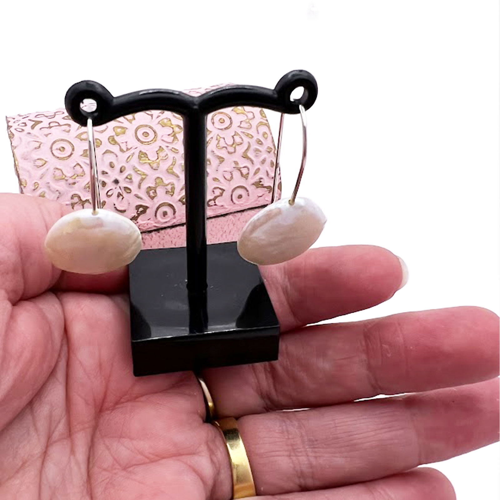 Freshwater Pearl Coin Earrings 2 Pearl Coin Earrings