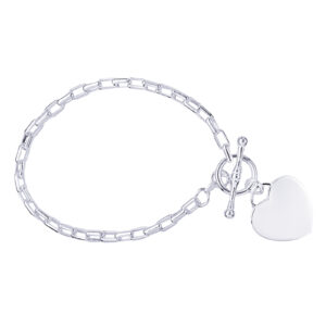 Sterling Silver Bracelet with T-Bar and Heart