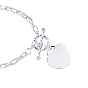 Sterling Silver Bracelet with T-Bar and Heart