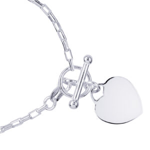 Sterling Silver Bracelet with T-Bar and Heart